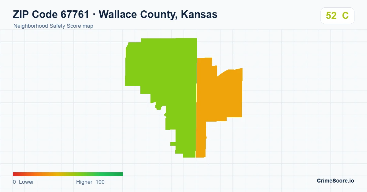 ZIP Code 67761 in Wallace County, Kansas neighborhood Safety Score map