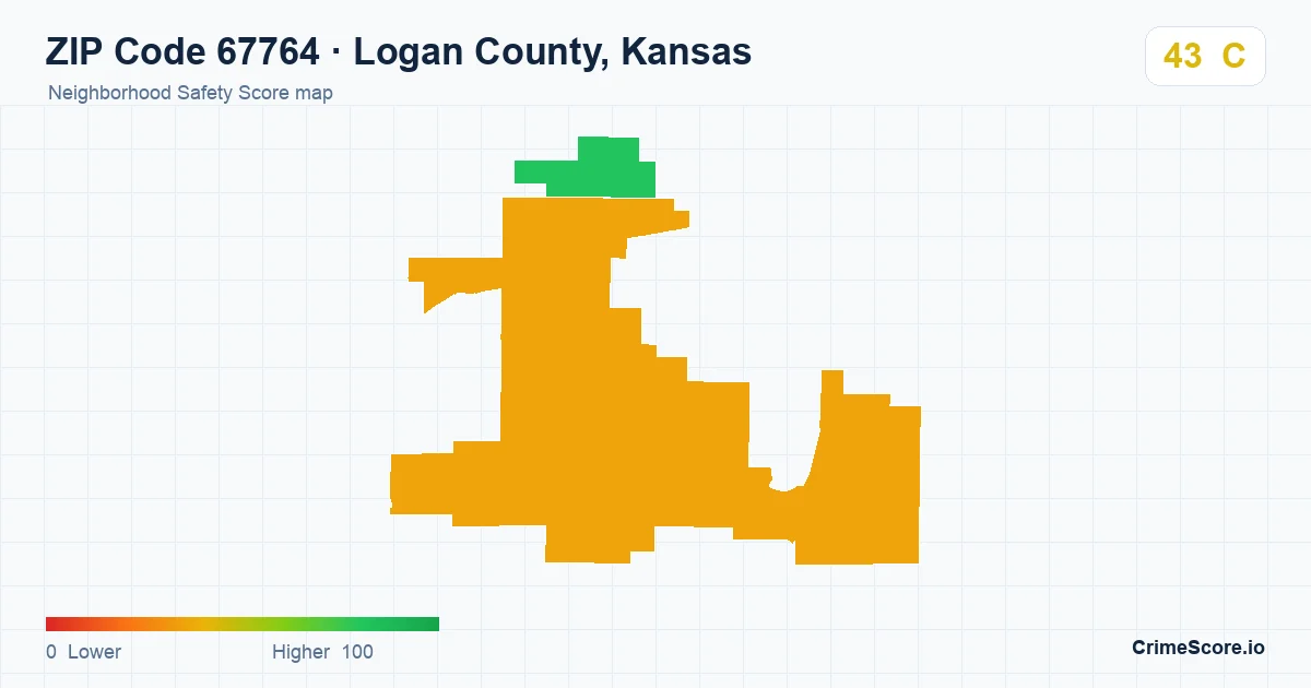 ZIP Code 67764 in Logan County, Kansas neighborhood Safety Score map