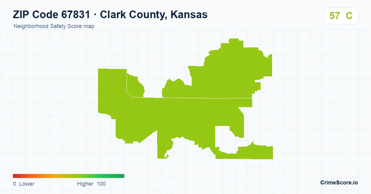 ZIP Code 67831 in Clark County, Kansas neighborhood Safety Score map