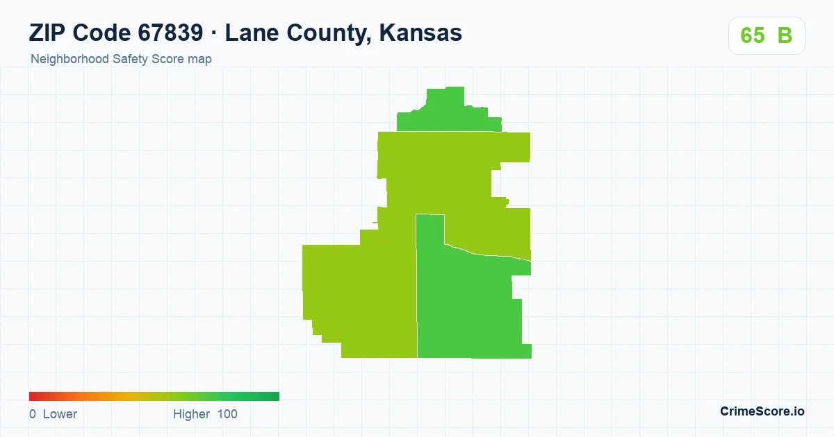 ZIP Code 67839 in Lane County, Kansas neighborhood Safety Score map