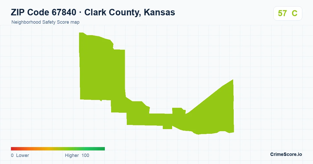 ZIP Code 67840 in Clark County, Kansas neighborhood Safety Score map