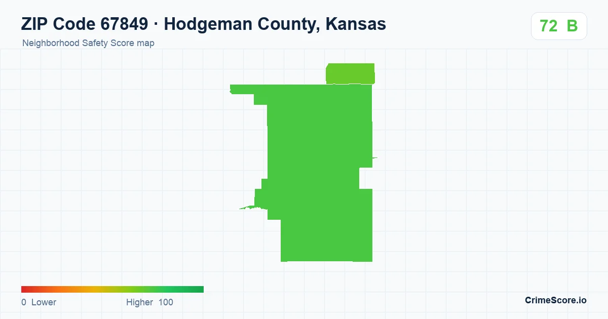 ZIP Code 67849 in Hodgeman County, Kansas neighborhood Safety Score map