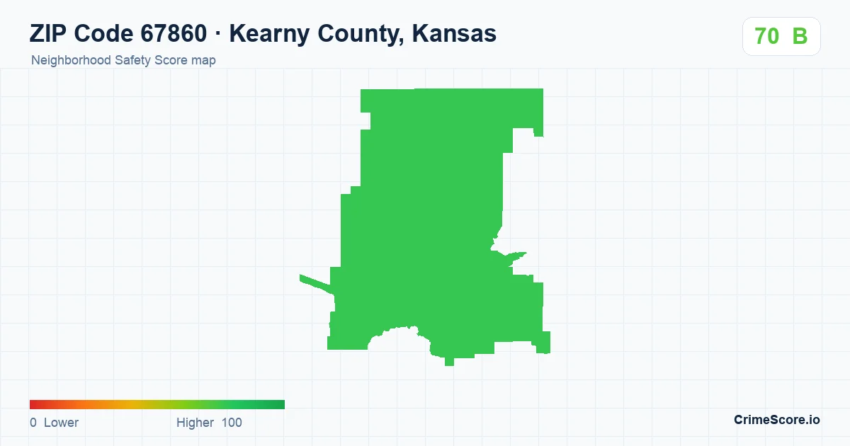 ZIP Code 67860 in Kearny County, Kansas neighborhood Safety Score map