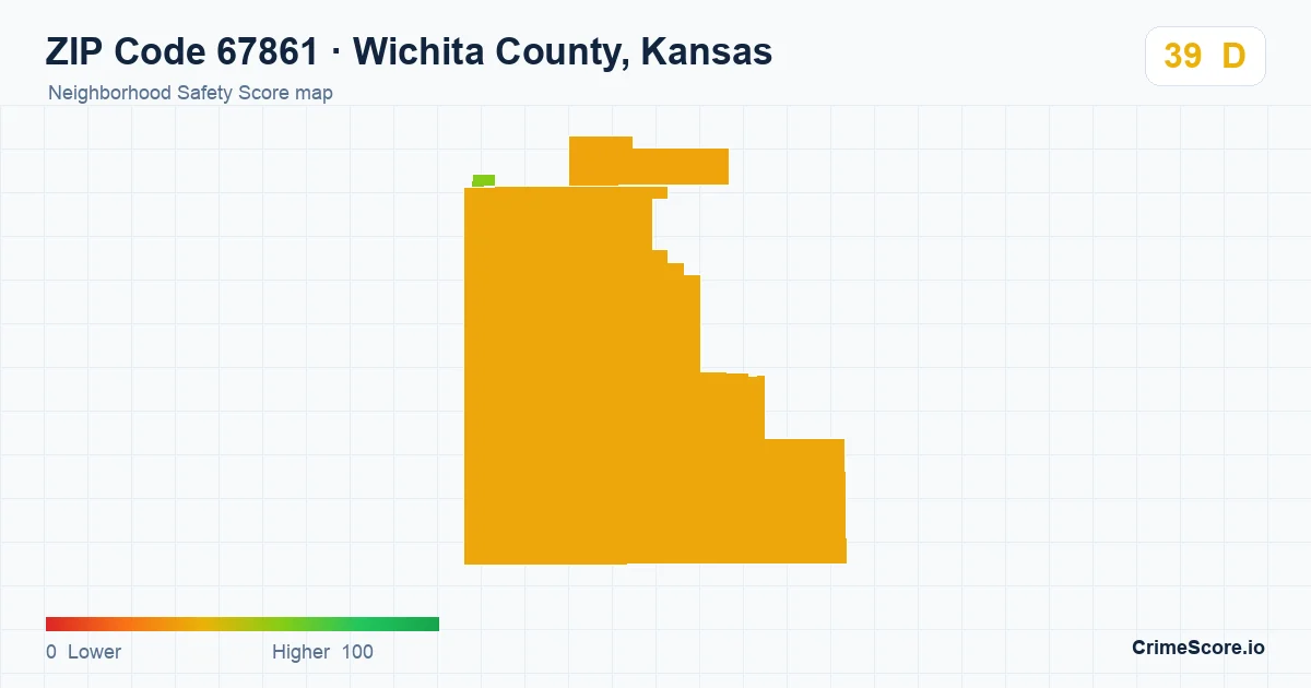 ZIP Code 67861 in Wichita County, Kansas neighborhood Safety Score map