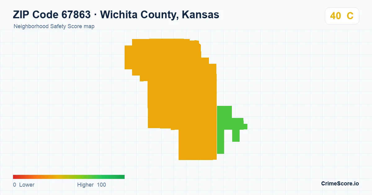 ZIP Code 67863 in Wichita County, Kansas neighborhood Safety Score map