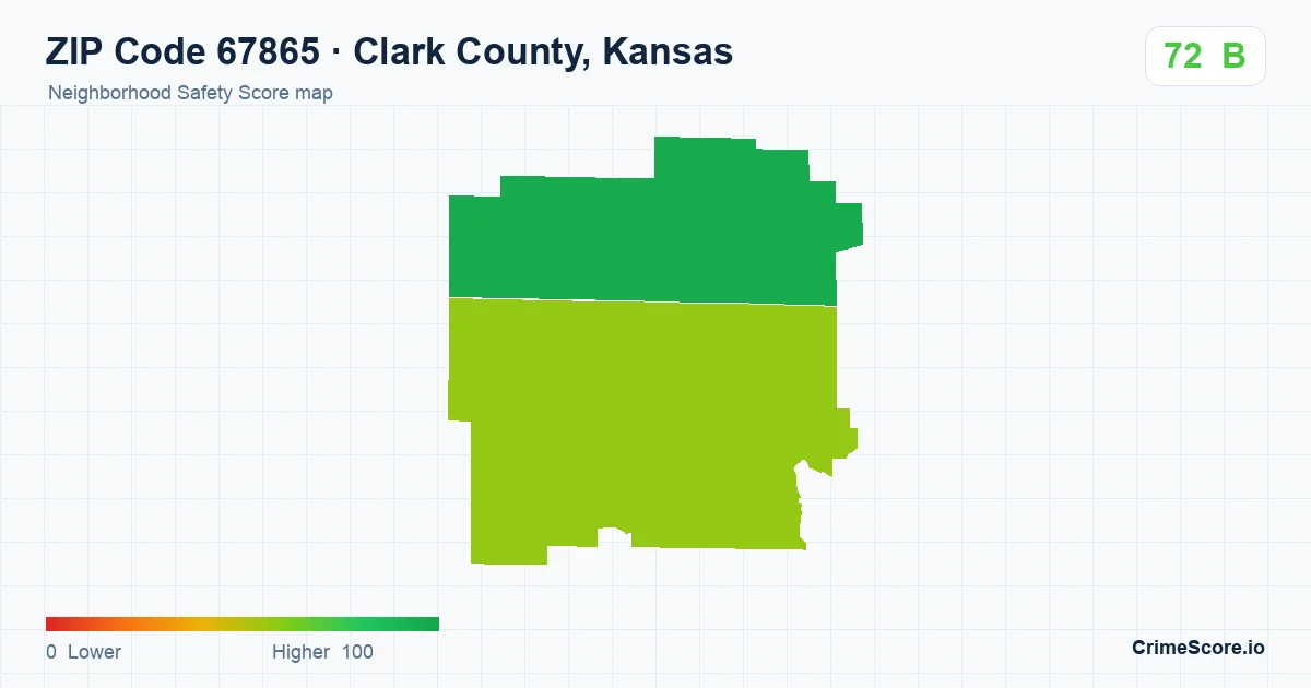 ZIP Code 67865 in Clark County, Kansas neighborhood Safety Score map