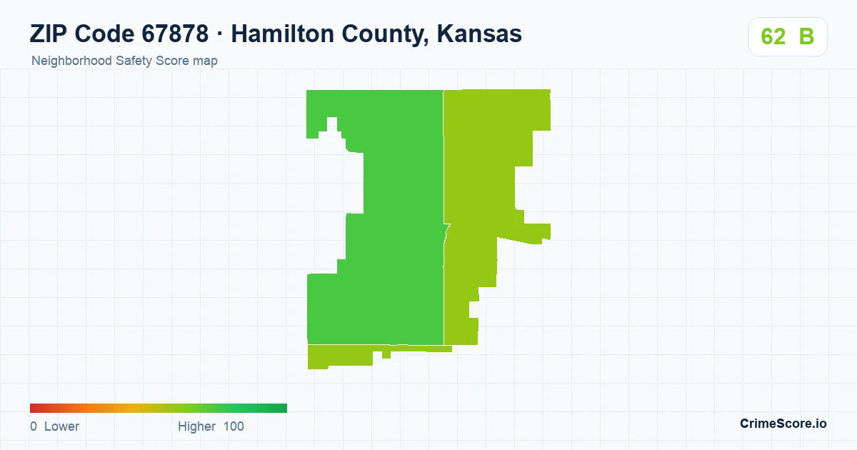 ZIP Code 67878 in Hamilton County, Kansas neighborhood Safety Score map