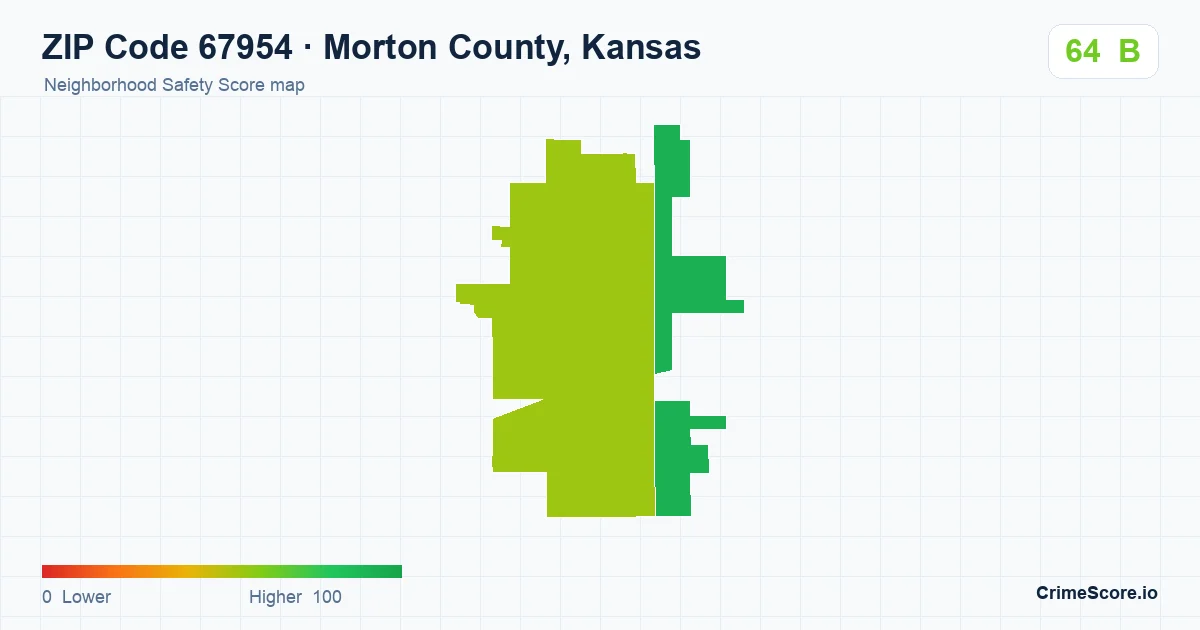 ZIP Code 67954 in Morton County, Kansas neighborhood Safety Score map
