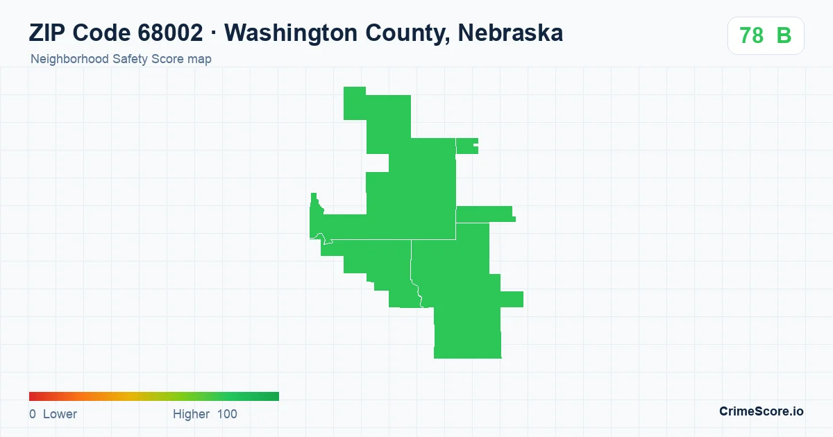 ZIP Code 68002 in Washington County, Nebraska neighborhood Safety Score map