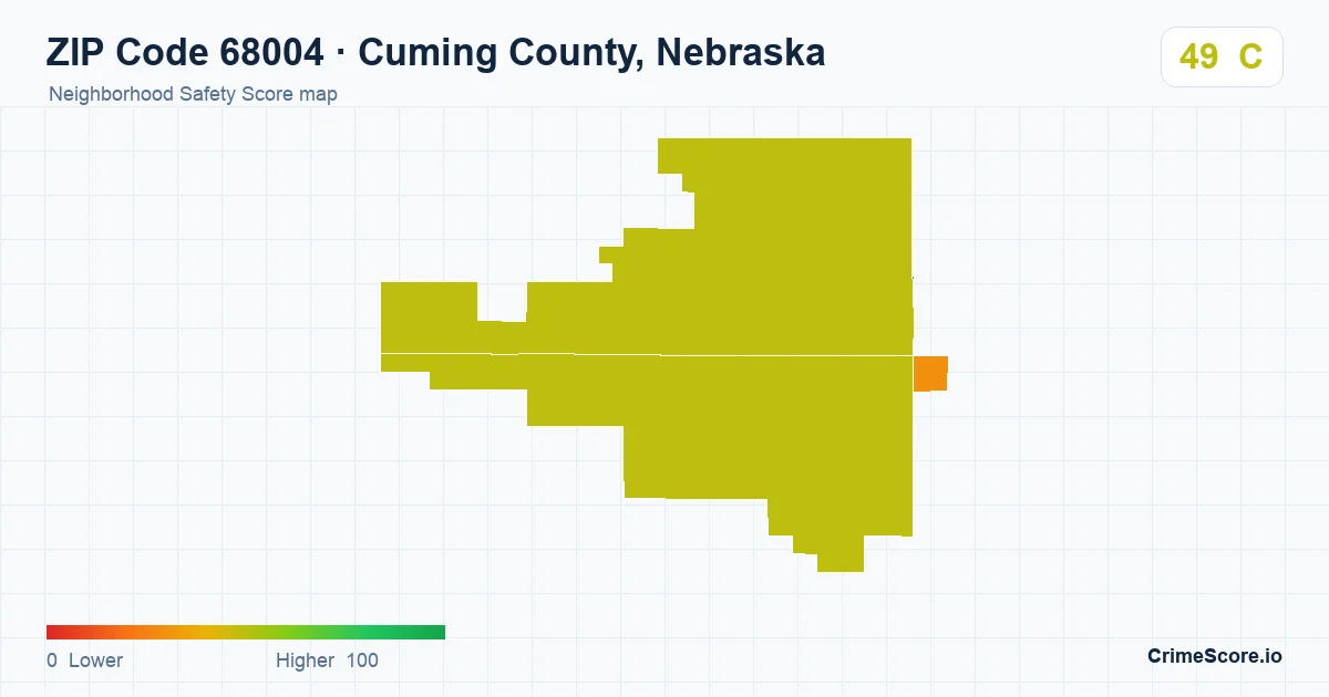 ZIP Code 68004 in Cuming County, Nebraska neighborhood Safety Score map