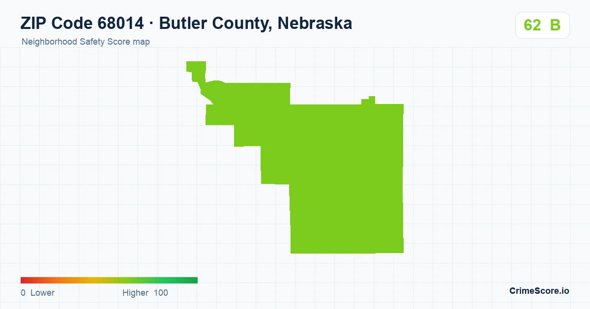 ZIP Code 68014 in Butler County, Nebraska neighborhood Safety Score map