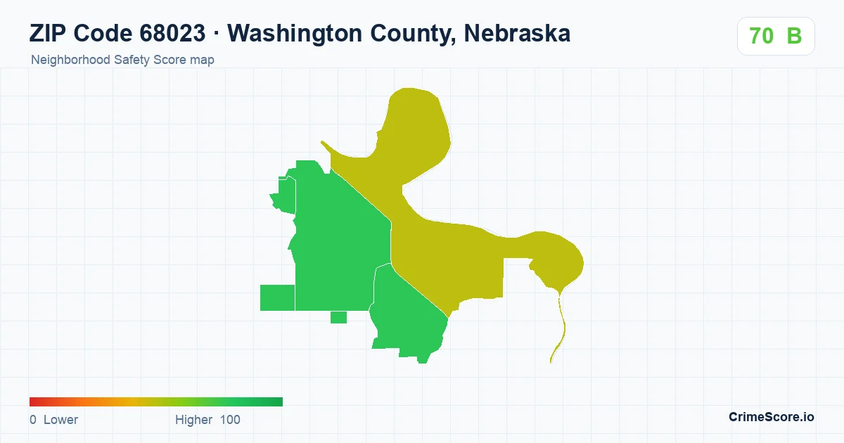 ZIP Code 68023 in Washington County, Nebraska neighborhood Safety Score map