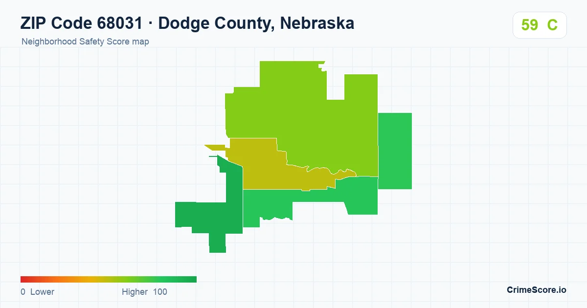 ZIP Code 68031 in Dodge County, Nebraska neighborhood Safety Score map