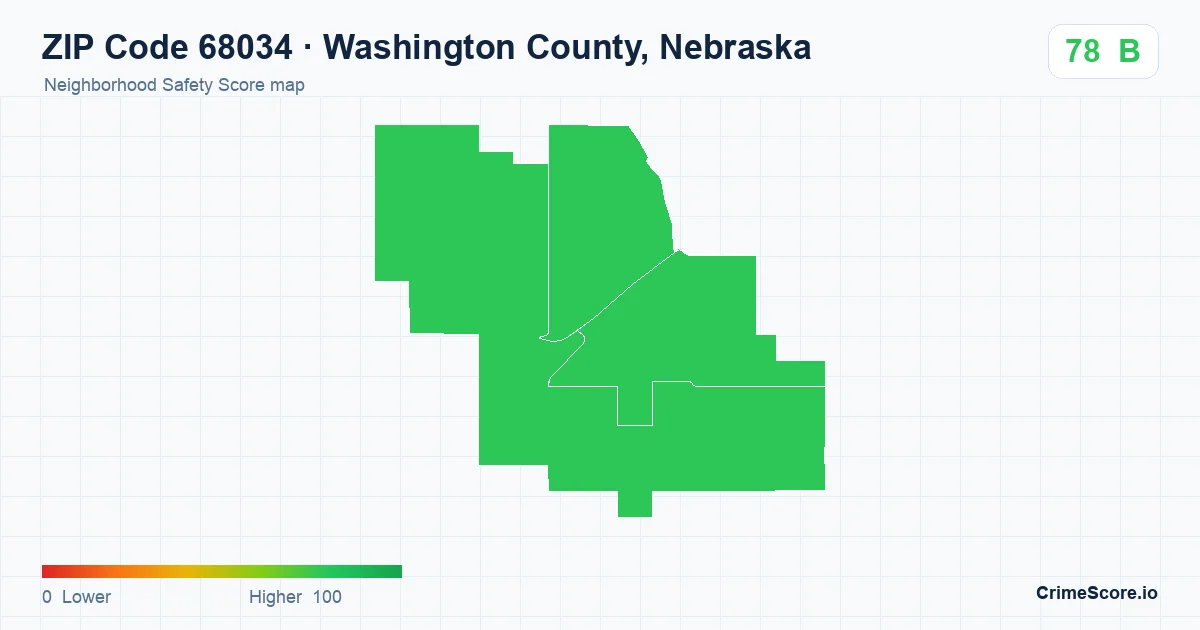 ZIP Code 68034 in Washington County, Nebraska neighborhood Safety Score map