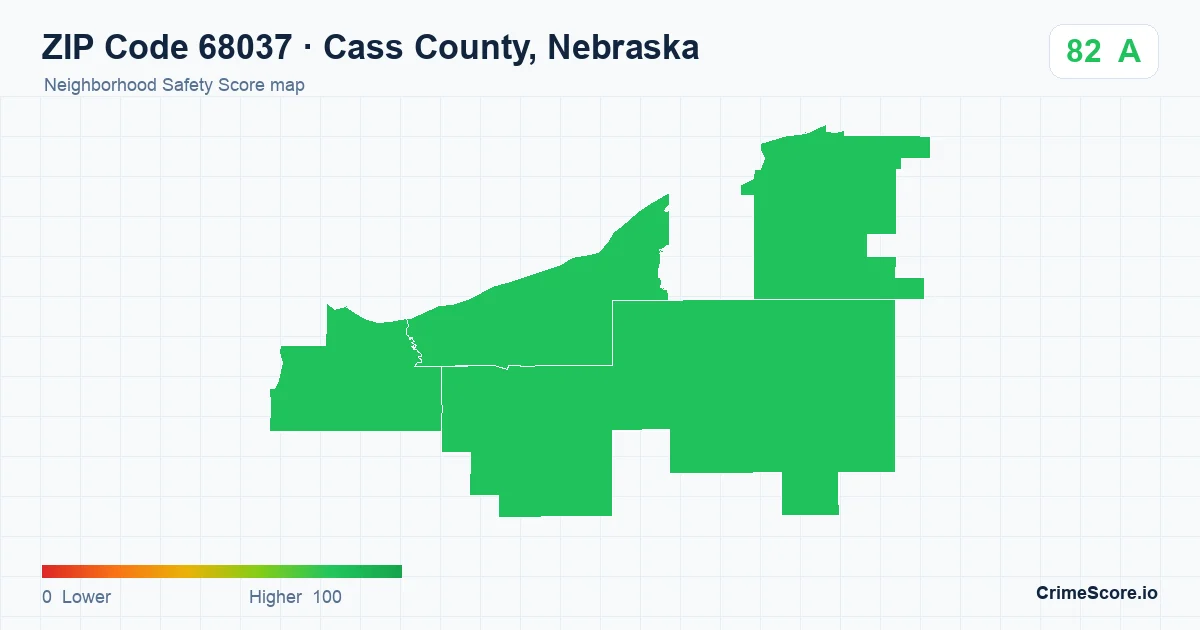 ZIP Code 68037 in Cass County, Nebraska neighborhood Safety Score map