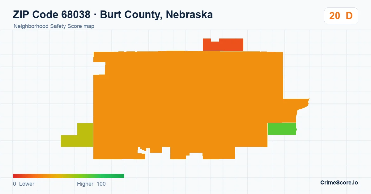 ZIP Code 68038 in Burt County, Nebraska neighborhood Safety Score map