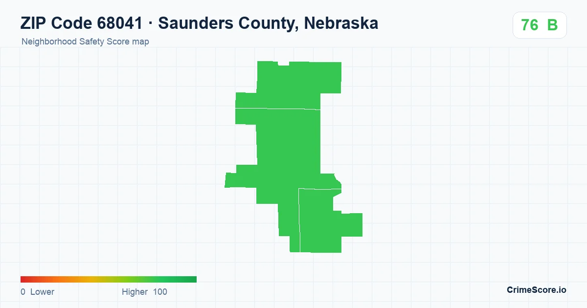 ZIP Code 68041 in Saunders County, Nebraska neighborhood Safety Score map