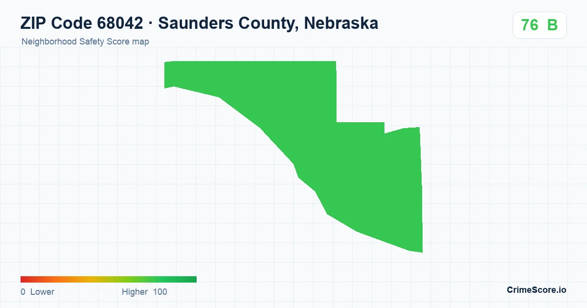 ZIP Code 68042 in Saunders County, Nebraska neighborhood Safety Score map