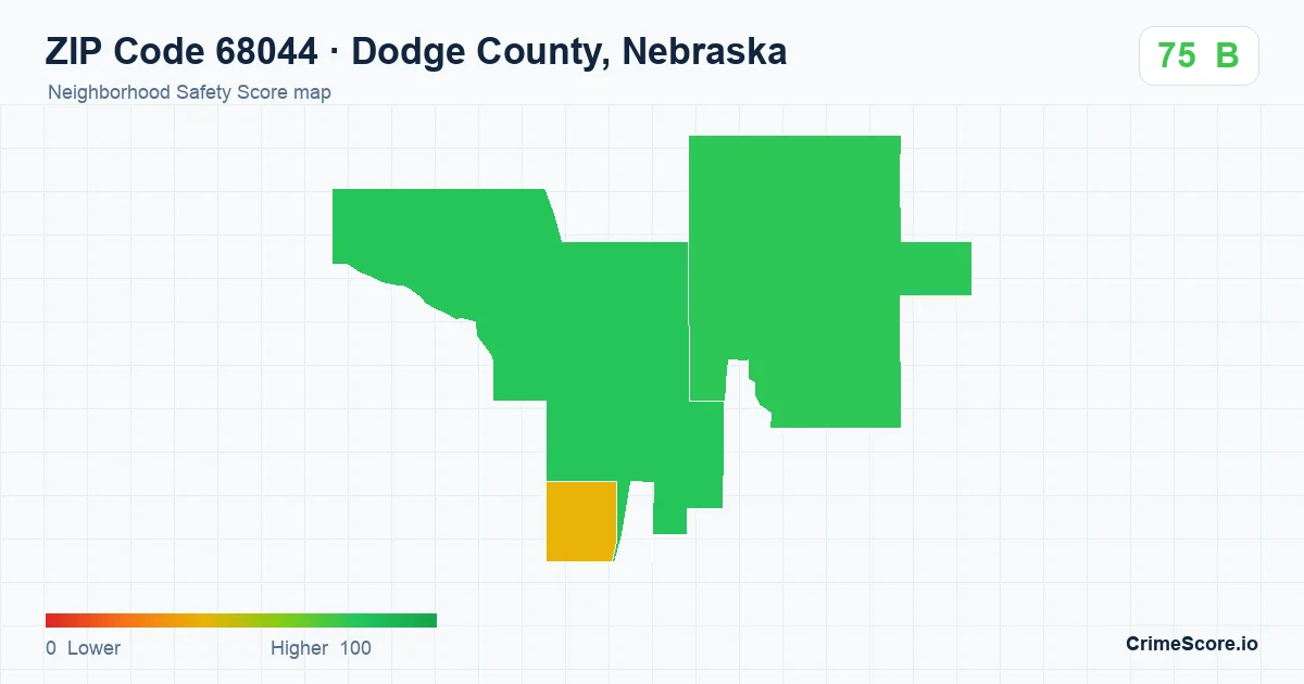 ZIP Code 68044 in Dodge County, Nebraska neighborhood Safety Score map