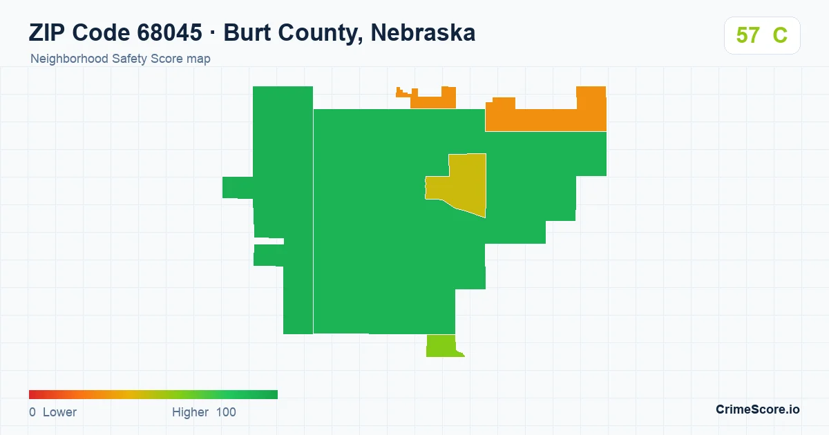 ZIP Code 68045 in Burt County, Nebraska neighborhood Safety Score map