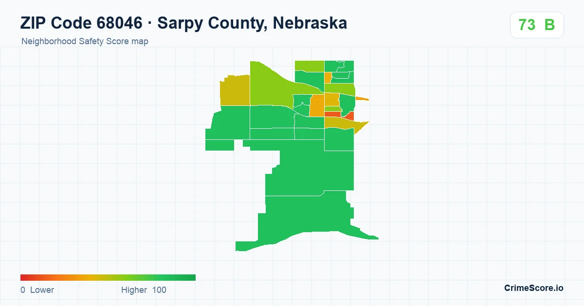 ZIP Code 68046 in Sarpy County, Nebraska neighborhood Safety Score map