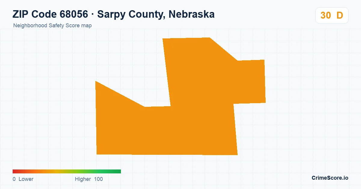 ZIP Code 68056 in Sarpy County, Nebraska neighborhood Safety Score map