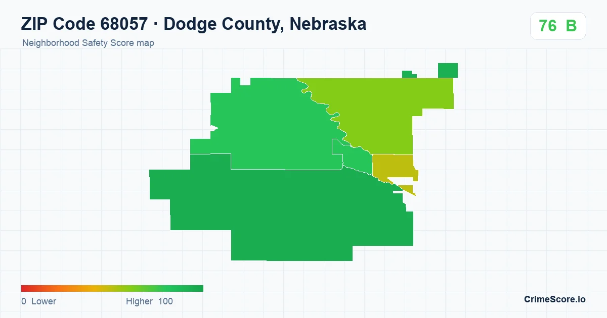 ZIP Code 68057 in Dodge County, Nebraska neighborhood Safety Score map