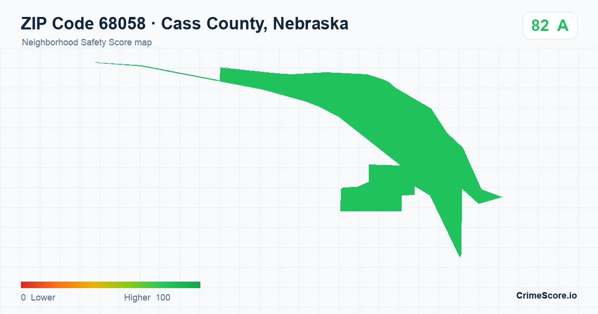 ZIP Code 68058 in Cass County, Nebraska neighborhood Safety Score map