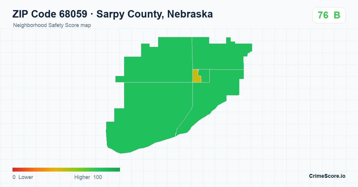 ZIP Code 68059 in Sarpy County, Nebraska neighborhood Safety Score map