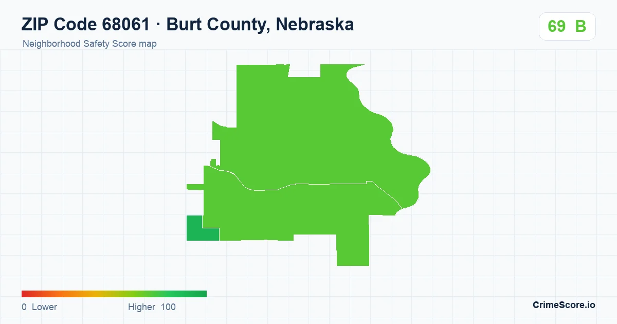 ZIP Code 68061 in Burt County, Nebraska neighborhood Safety Score map