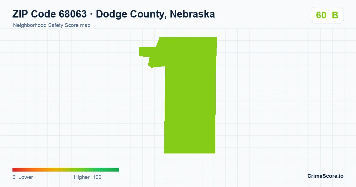 ZIP Code 68063 in Dodge County, Nebraska neighborhood Safety Score map