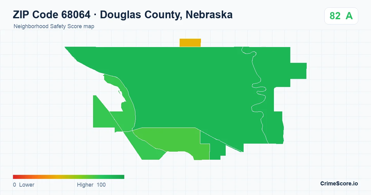ZIP Code 68064 in Douglas County, Nebraska neighborhood Safety Score map