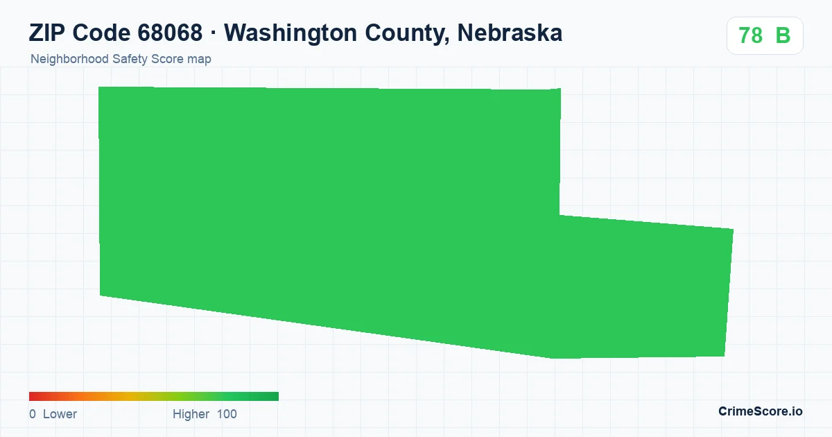 ZIP Code 68068 in Washington County, Nebraska neighborhood Safety Score map