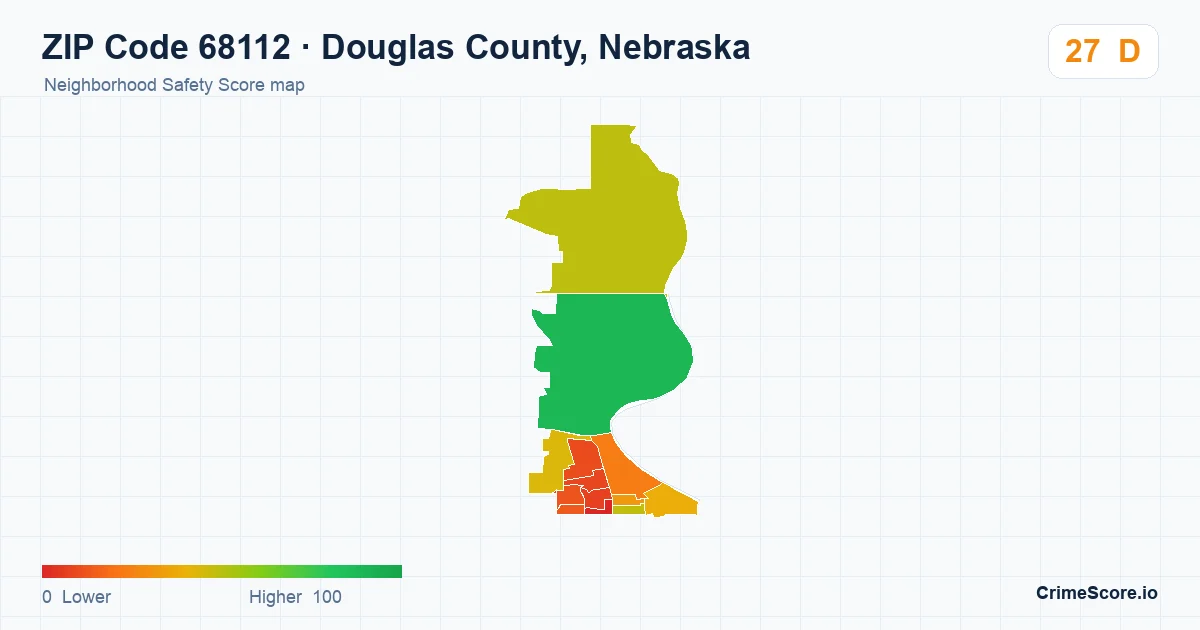ZIP Code 68112 in Douglas County, Nebraska neighborhood Safety Score map