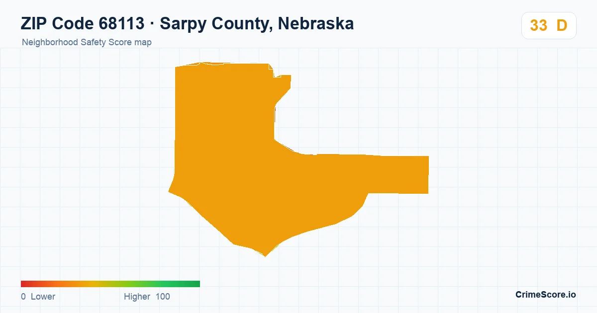 ZIP Code 68113 in Sarpy County, Nebraska neighborhood Safety Score map