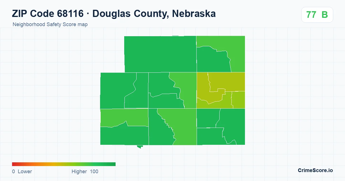ZIP Code 68116 in Douglas County, Nebraska neighborhood Safety Score map
