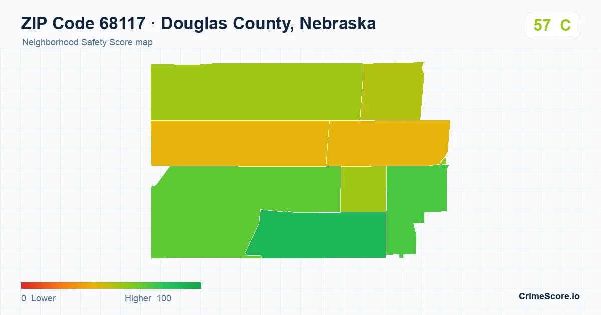 ZIP Code 68117 in Douglas County, Nebraska neighborhood Safety Score map