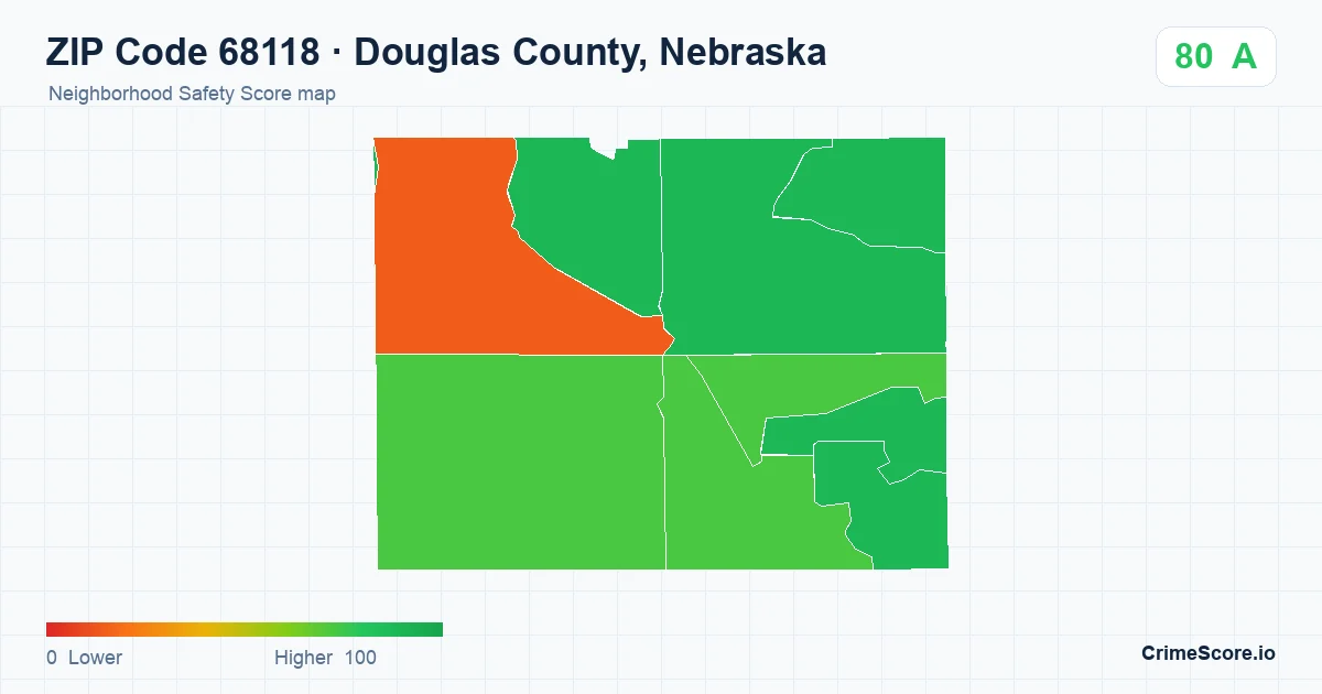ZIP Code 68118 in Douglas County, Nebraska neighborhood Safety Score map