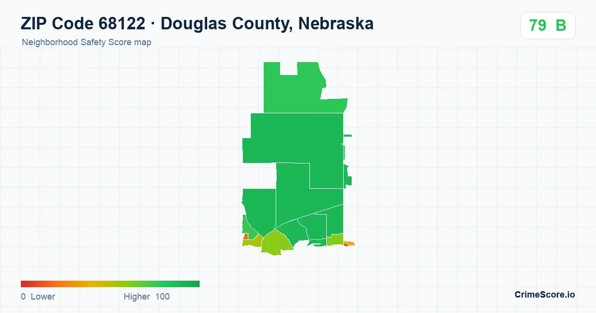 ZIP Code 68122 in Douglas County, Nebraska neighborhood Safety Score map