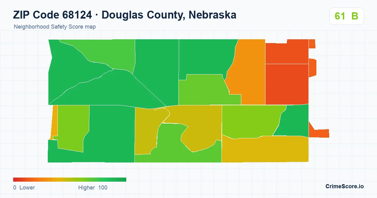 ZIP Code 68124 in Douglas County, Nebraska neighborhood Safety Score map