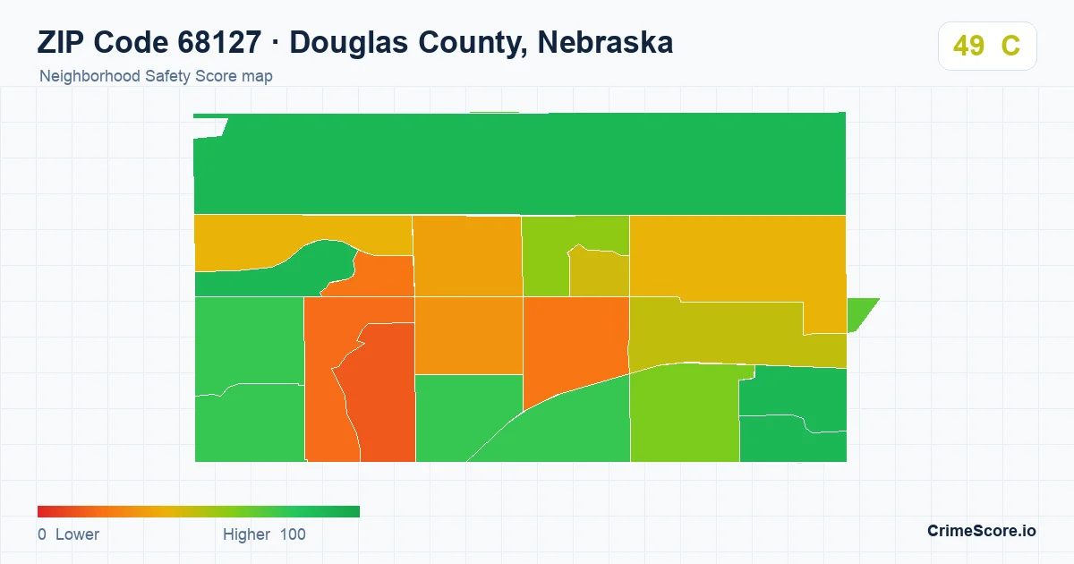 ZIP Code 68127 in Douglas County, Nebraska neighborhood Safety Score map