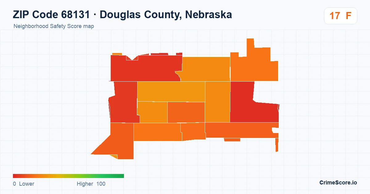 ZIP Code 68131 in Douglas County, Nebraska neighborhood Safety Score map