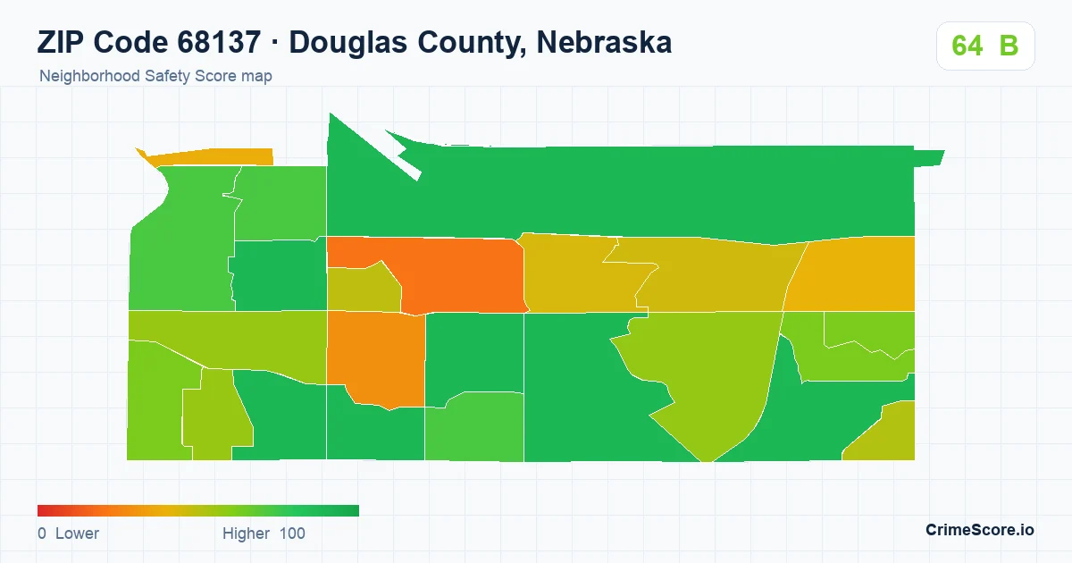 ZIP Code 68137 in Douglas County, Nebraska neighborhood Safety Score map