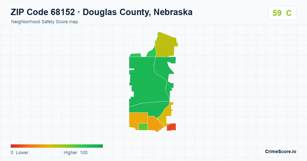 ZIP Code 68152 in Douglas County, Nebraska neighborhood Safety Score map