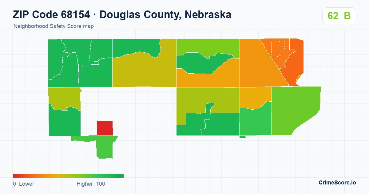ZIP Code 68154 in Douglas County, Nebraska neighborhood Safety Score map