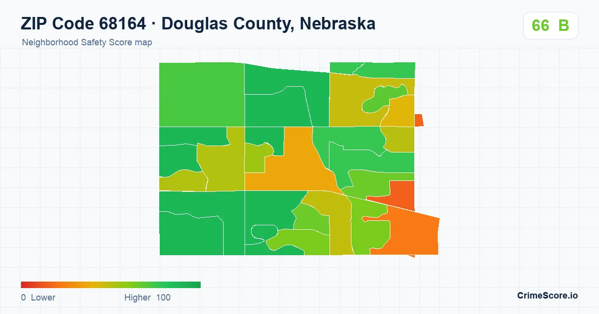 ZIP Code 68164 in Douglas County, Nebraska neighborhood Safety Score map