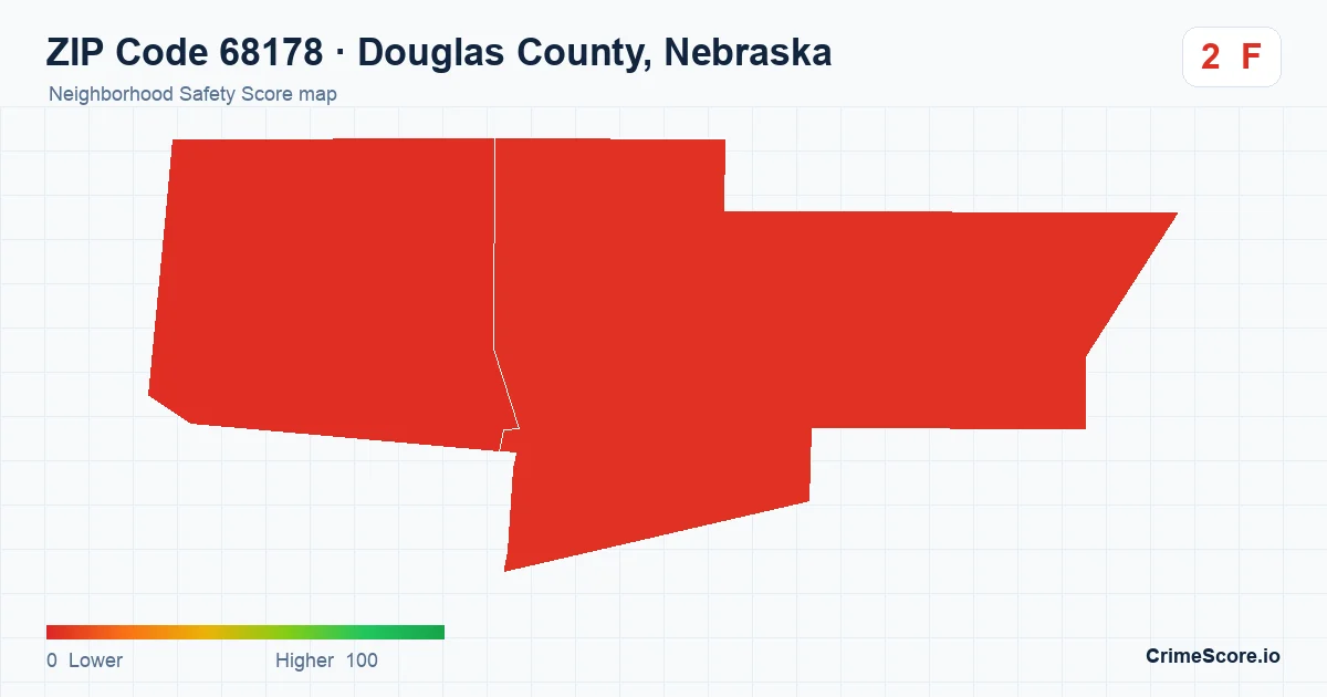 ZIP Code 68178 in Douglas County, Nebraska neighborhood Safety Score map