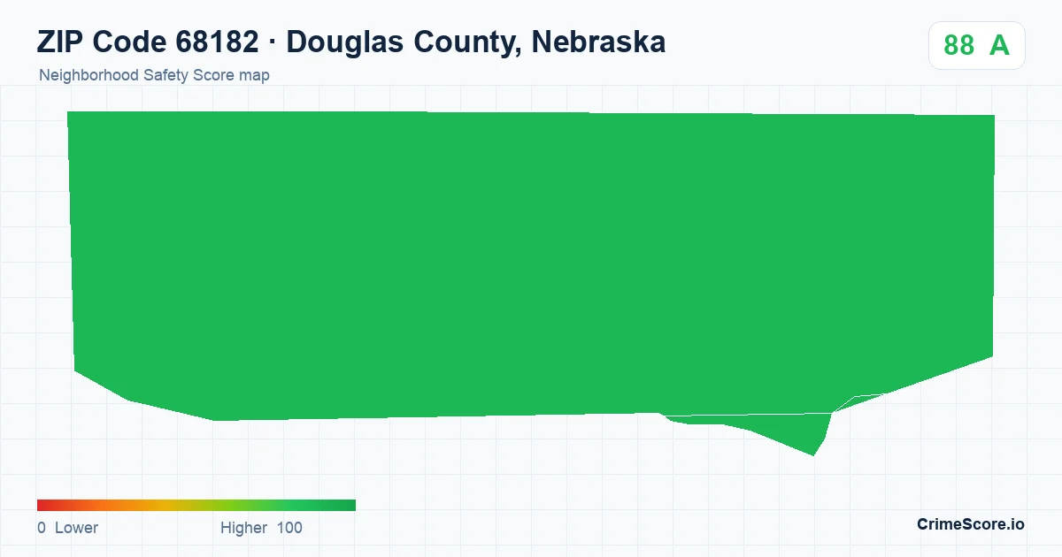 ZIP Code 68182 in Douglas County, Nebraska neighborhood Safety Score map