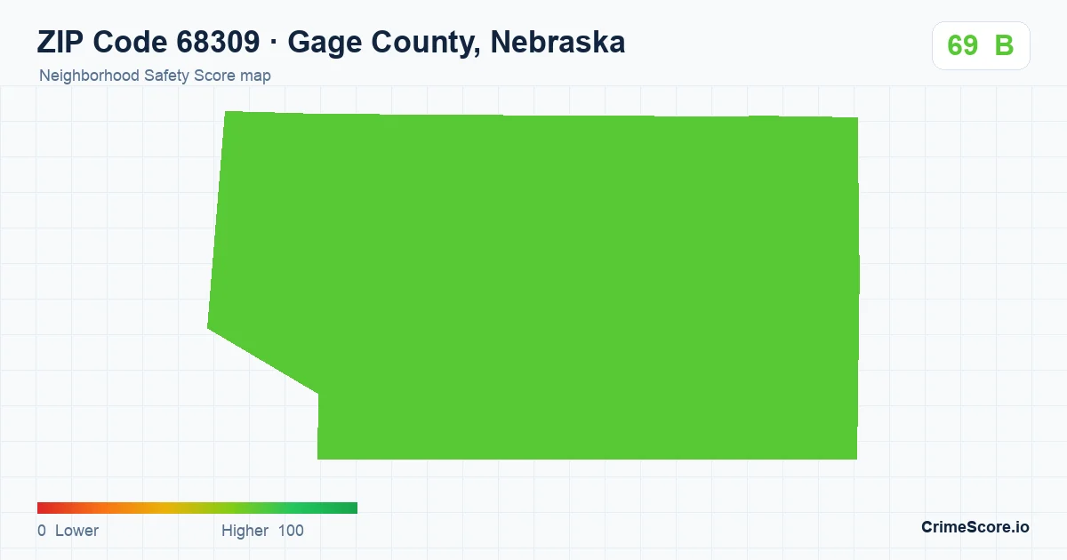 ZIP Code 68309 in Gage County, Nebraska neighborhood Safety Score map