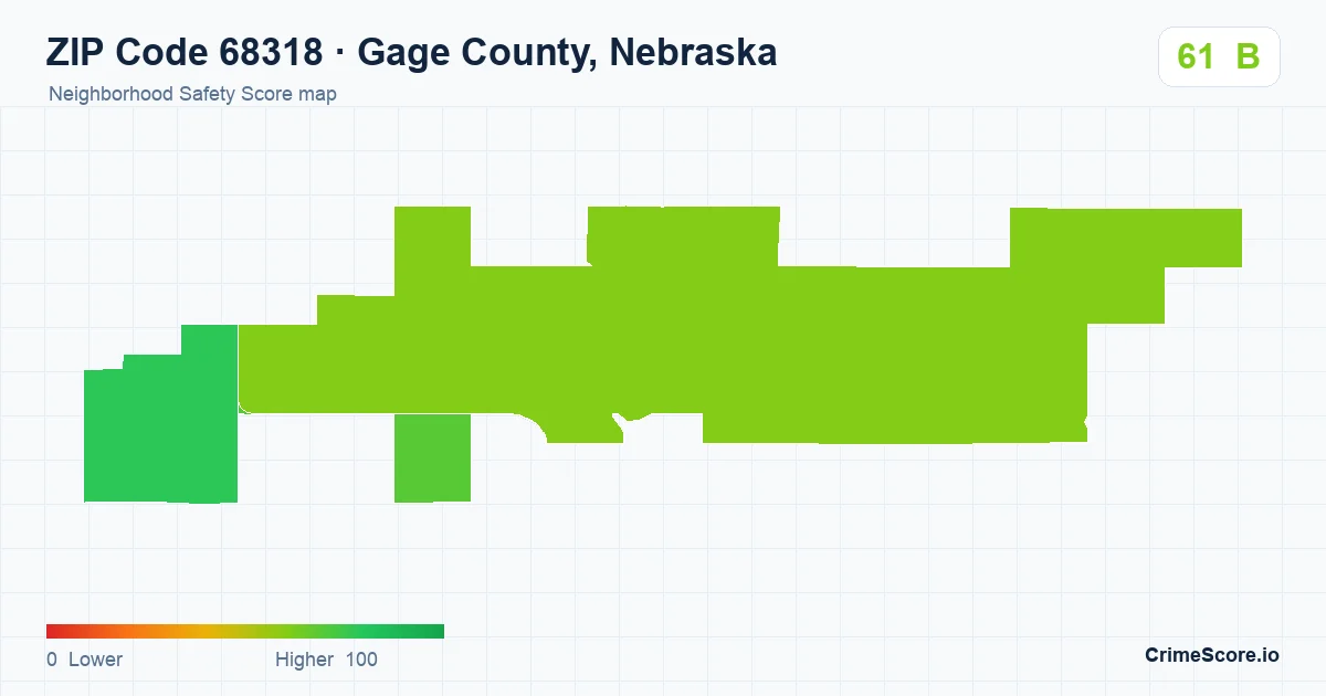ZIP Code 68318 in Gage County, Nebraska neighborhood Safety Score map